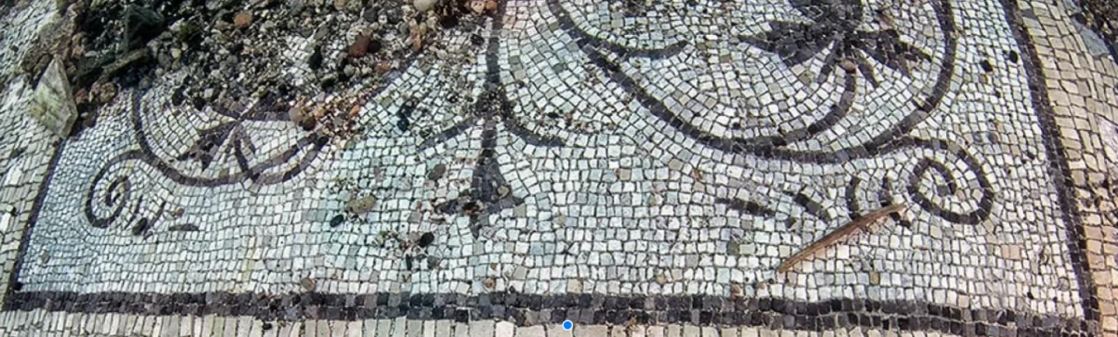 Particolare di un mosaico romano con decorazioni a volute