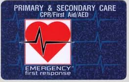 Tessera del brevetto Emergency First Response, primo soccorso e rianimazione