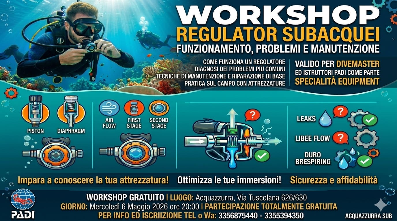 Locandina del workshop gratuito sugli erogatori, mercoledì 6 maggio 2026 alle 20 in negozio